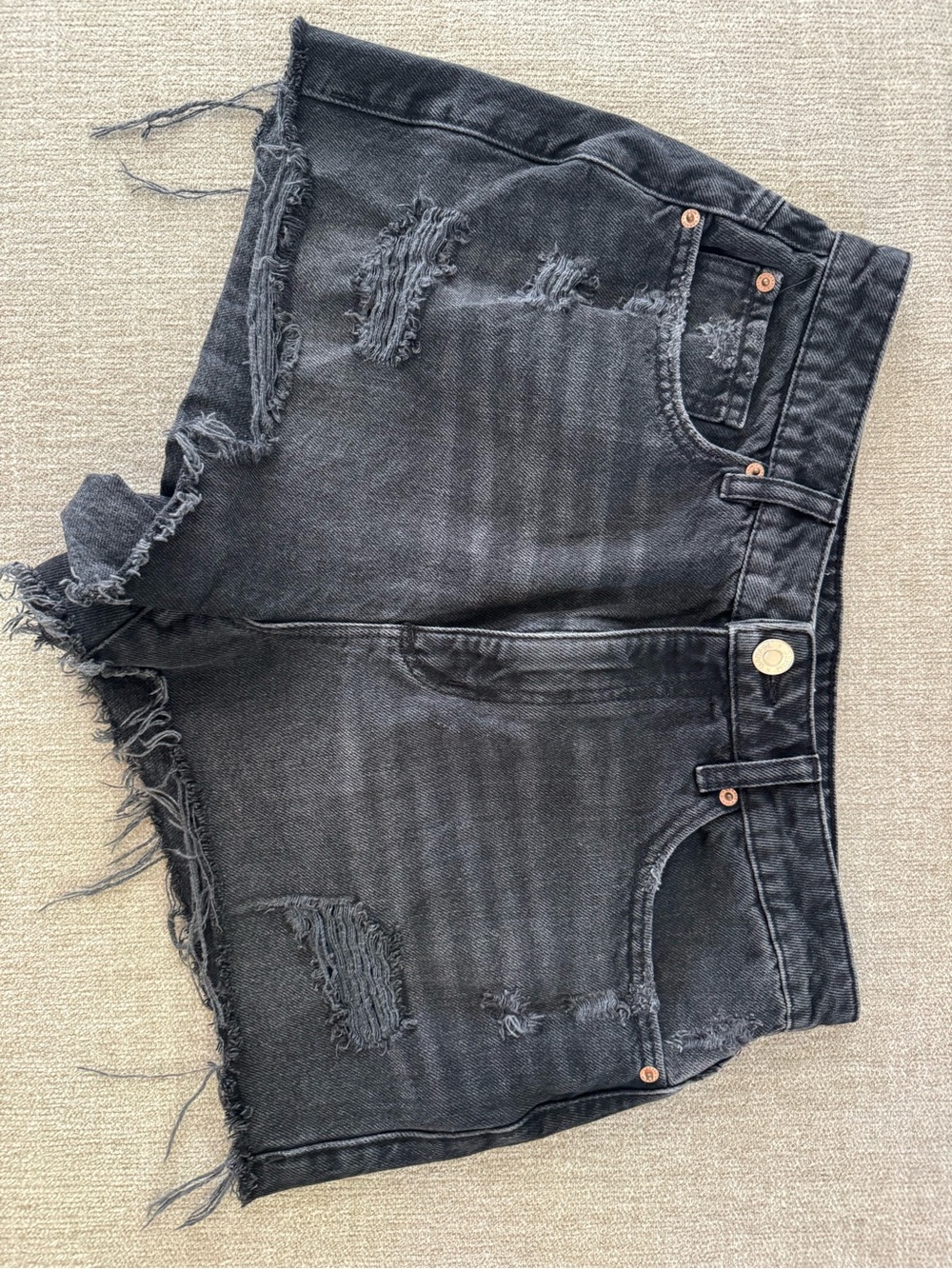 Distressed Black Denim Women's Shorts